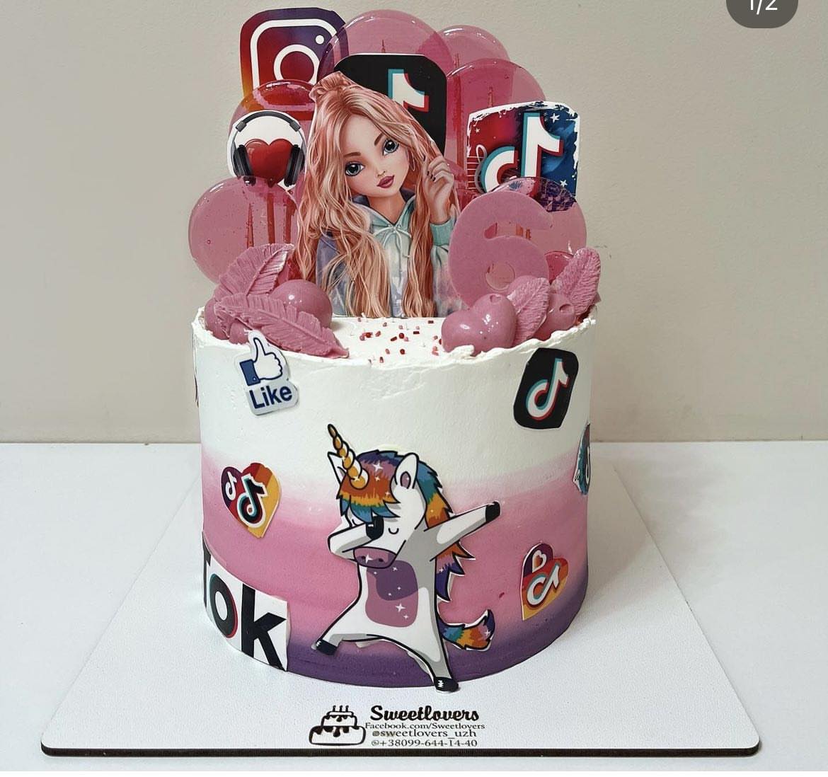 A placeholder cakes with #A4A6B4 background.