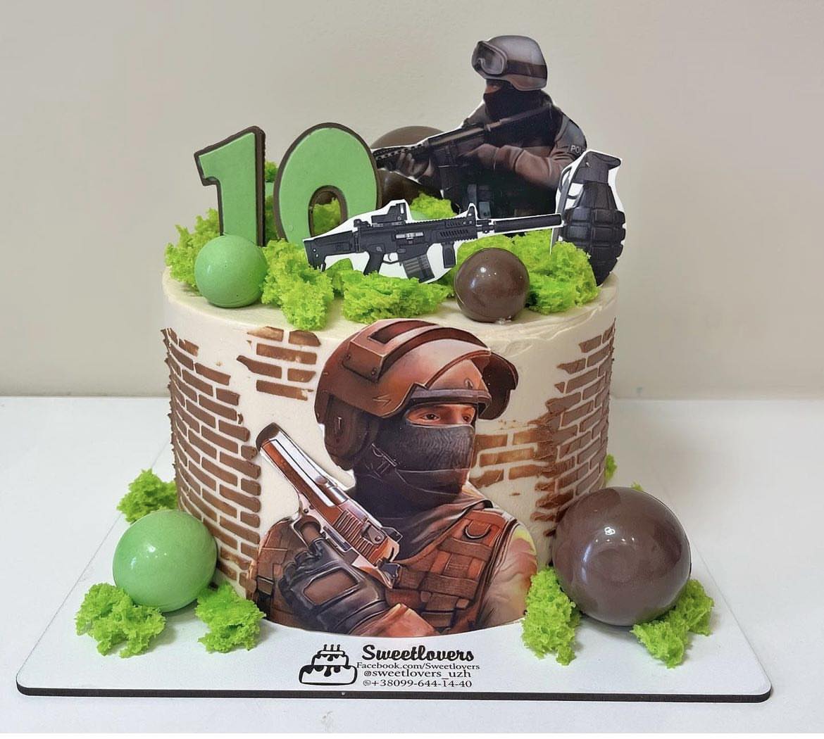 A placeholder cakes with #B4BA91 background.