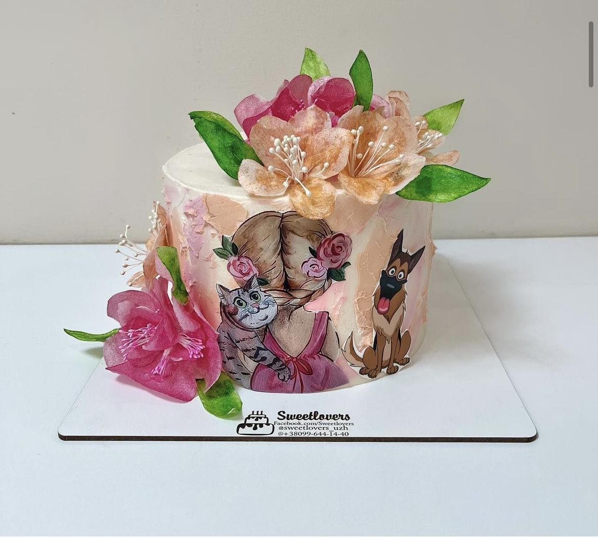 A placeholder cakes with #B4BA91 background.